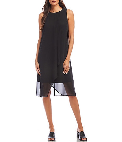 Karen Kane Round Neck Sleeveless Drape Crossover Dress