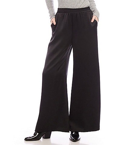 Karen Kane Satin Wide Leg Pull-On Pants