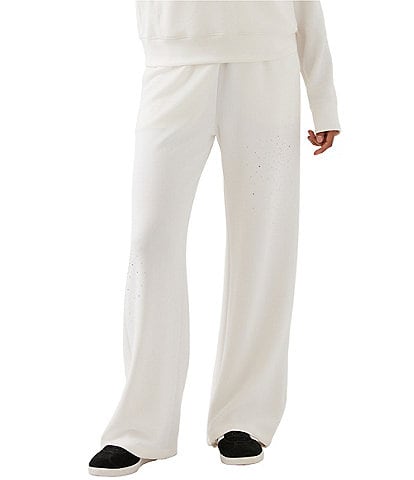 Karen Kane Soft Modal Knit Embellished High Rise Wide Pull-On Coordinating Sweatpants