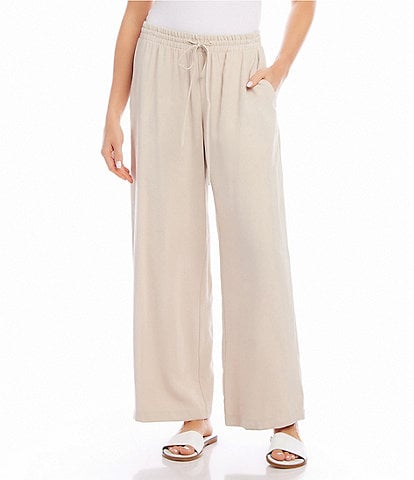 Karen Kane Twill Elastic Drawstring Wide Leg Pull-On Pants