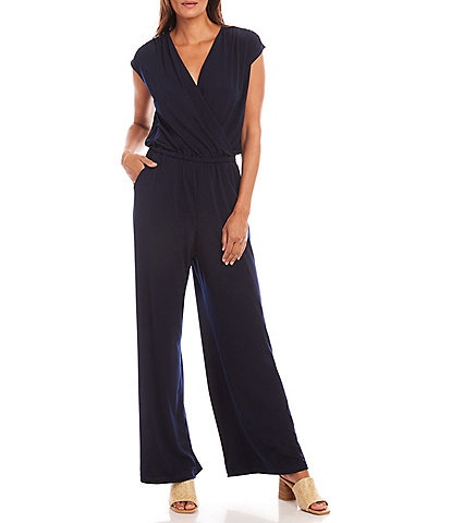 Karen Kane V-Neck Sleeveless Travel Jersey Jumpsuit
