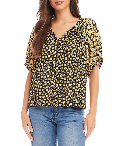 Lucky Brand Plus Size Printed Peasant Top, Tops, Clothing & Accessories
