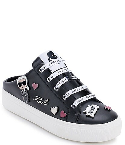 Karl Lagerfeld Paris Cambria Charm Detail Leather Mule Sneakers