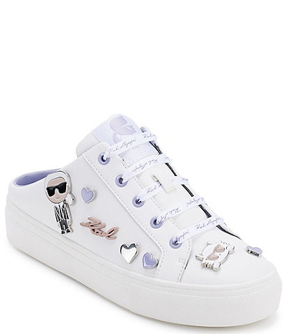 KARL LAGERFELD PARIS Cambria Charm Detail Leather Mule Sneakers