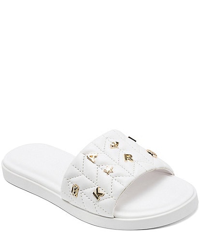 KARL LAGERFELD PARIS Carenza Studded Leather Flat Slides