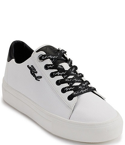 KARL LAGERFELD PARIS Cason Leather Logo Lace-Up Sneakers