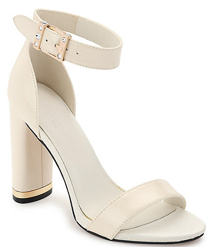 KARL LAGERFELD PARIS Ceris Leather Ankle Strap Dress Sandals