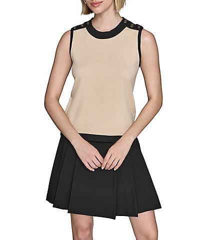 KARL LAGERFELD PARIS Combo Scoop Neck Sleeveless Top