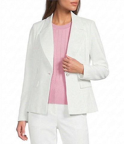 KARL LAGERFELD PARIS Compression Cotton Notch Lapel Collar Long Sleeve One Button-Front Jacket