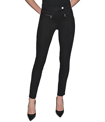 KARL LAGERFELD PARIS Compression Zipper Pocket Ankle Length Pant