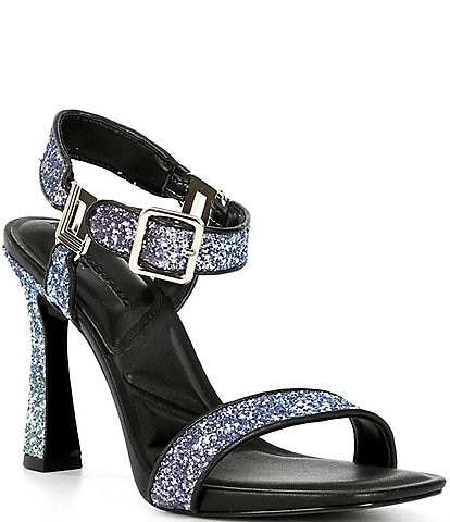 KARL LAGERFELD PARIS Dorcie Ombre Glitter Ankle Strap High Heel Sandals