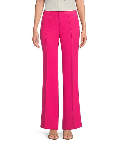 Cupio Solid Crushed Velvet Flat Front Wide Leg Pull-On Pant