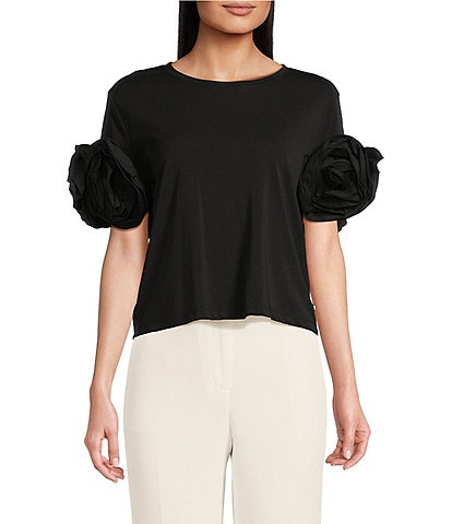 KARL LAGERFELD PARIS Jersey Crew Neck Short Sleeve Top