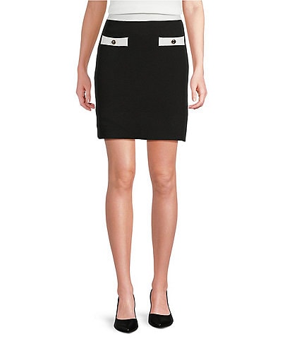 KARL LAGERFELD PARIS Knit Color Block Coordinating Skirt