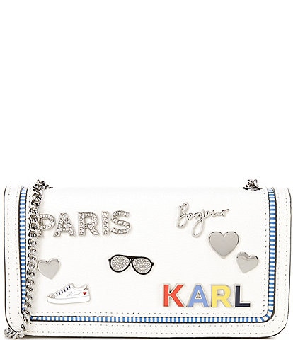 KARL LAGERFELD PARIS Kosette Embellished and Striped Stitching Small Shoulder Bag