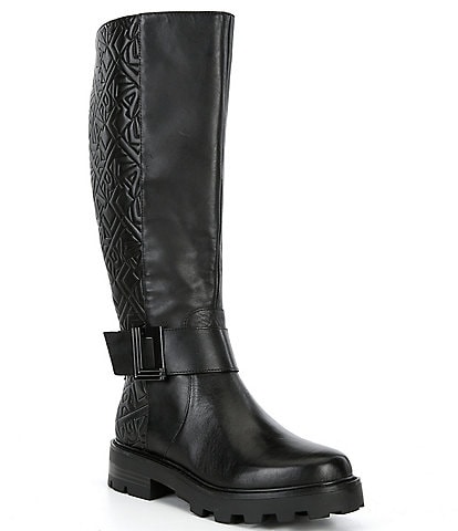 KARL LAGERFELD PARIS Meara 50/50 Leather Lug Sole Tall Boots