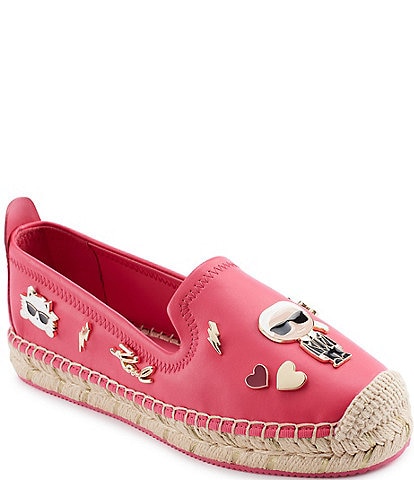 KARL LAGERFELD PARIS Michaela Charm Leather Espadrille Flats