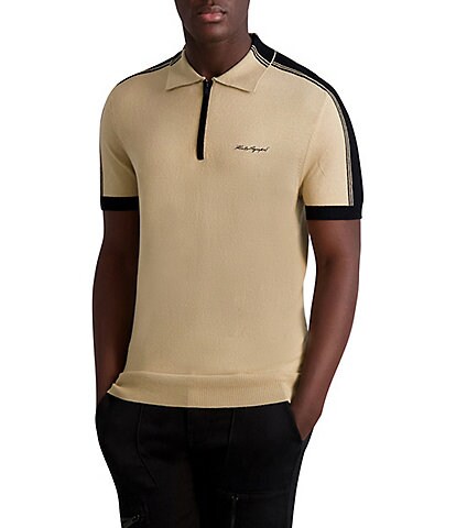 Karl Lagerfeld Paris Quarter-Zip Short-Sleeve Sweater Polo Shirt