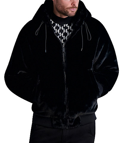 Karl Lagerfeld Paris Reversible Faux Fur Lined Bomber Jacket