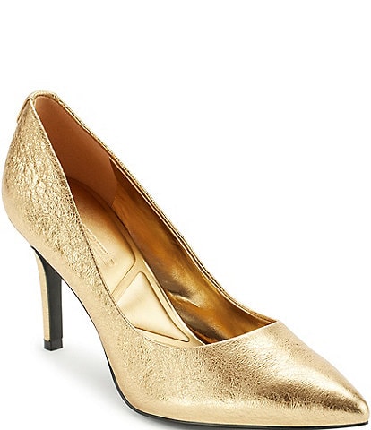 KARL LAGERFELD PARIS Royale Metallic Leather Stiletto Pumps