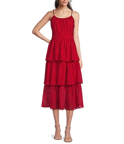 KARL LAGERFELD PARIS Scoop Neck Tiered Aline Sundress