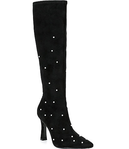 KARL LAGERFELD PARIS Shawna Pearl Embellished Stretch Tall Boots