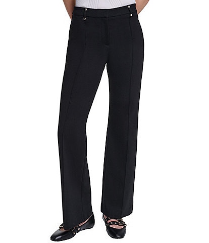KARL LAGERFELD PARIS Silky Ponte Straight Leg Full Length Pull On Pants