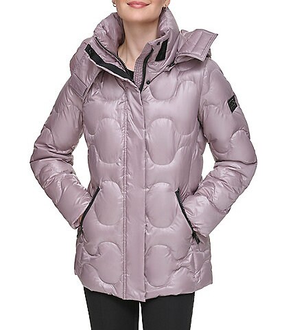 KARL LAGERFELD PARIS Stand Collar Removable Hood Puffer Coat