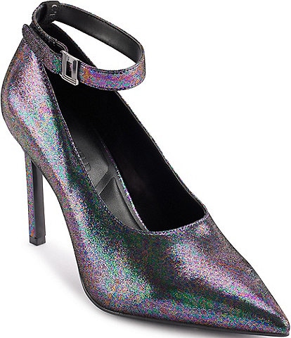 KARL LAGERFELD PARIS Sury Iridescent Ankle Strap Pumps