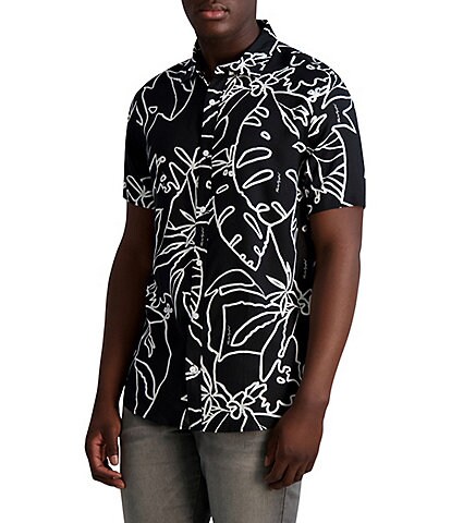 Karl Lagerfeld Paris Tropical Print Short-Sleeve Woven Shirt