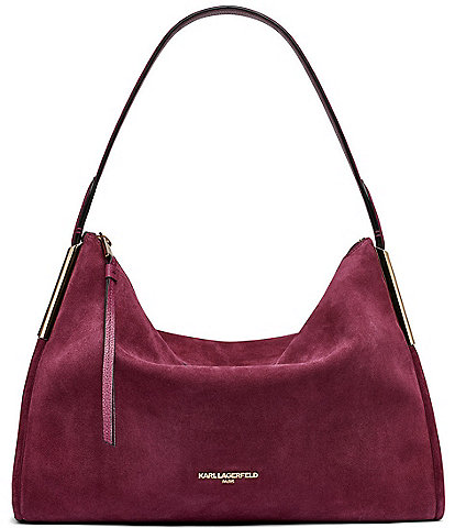 KARL LAGERFELD PARIS Valerie Suede Hobo Shoulder Bag