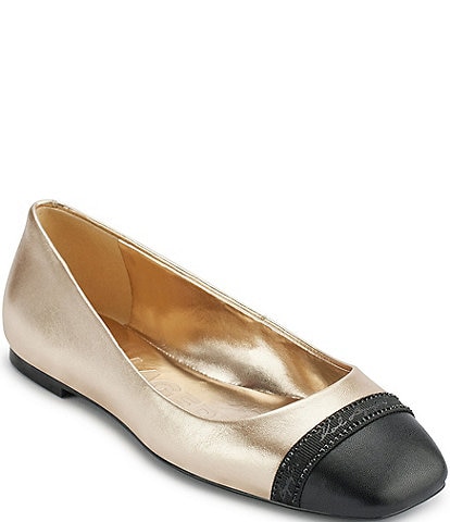 Karl Lagerfeld Paris Zayne Leather Cap Toe Ballet Flats