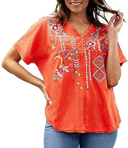 Harpa Womens Shirt Blouse Top Small Orange Ruffles Elastic On
