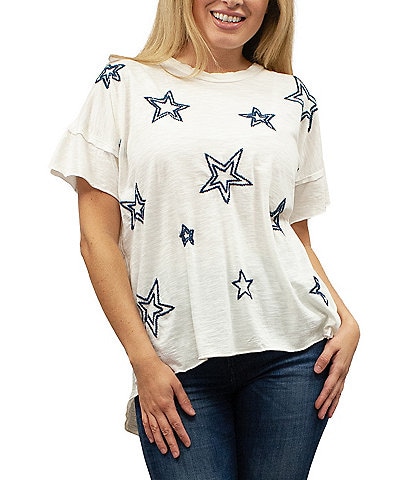 Karyn Seo Juniper Embroidered Stars Short Sleeve Tee