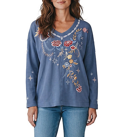 Karyn Seo Sena Knit V-Neck Long Sleeve Pullover Top