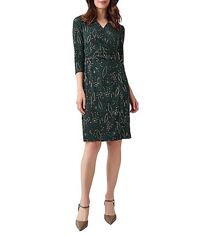 Kasper 3/4 Sleeve Hardware Faux Wrap Dress