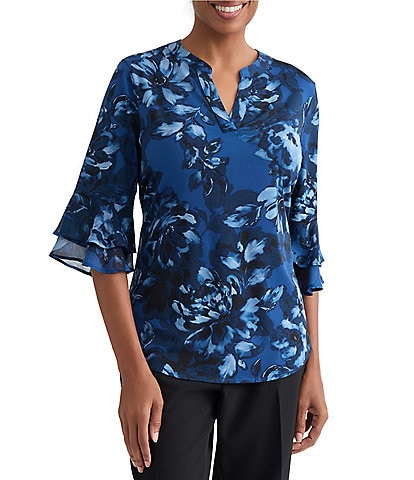 Kasper 3/4 Sleeve Printed Blouse