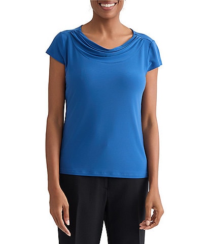 Kasper Cap Sleeve Cowl Neck Top