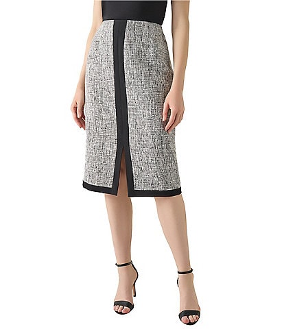 Kasper Center Front Color Block Slit Skimmer Skirt