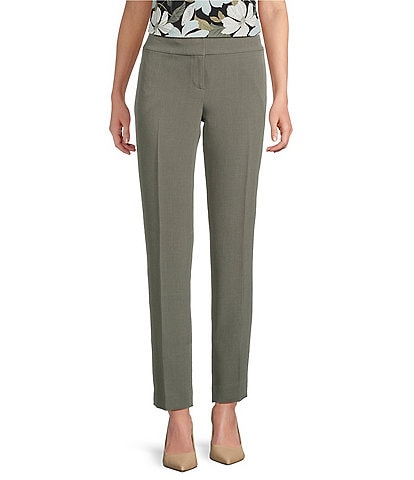 Kasper Crepe Fly Front Slim Leg Pants
