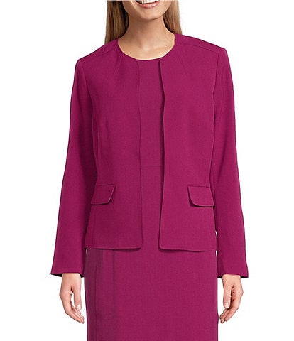 Kasper Crepe Long Sleeve Open Front Jacket