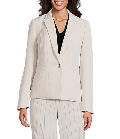 Kasper Crepe Panel Seamed One-Button Jacket