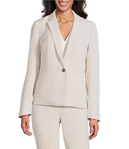 Kasper Crepe Panel Seamed One-Button Jacket