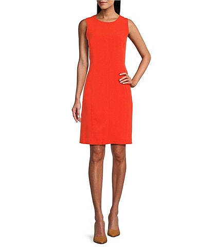 Kasper Crepe Sleeveless Multi Seam Sheath Dress