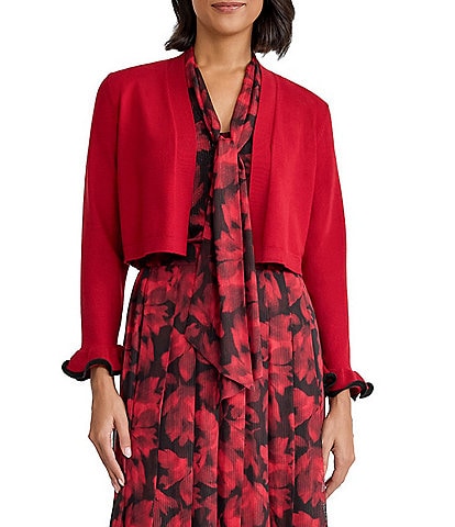 Kasper Cropped Shawl Collar 3/4 Sleeve Sweater