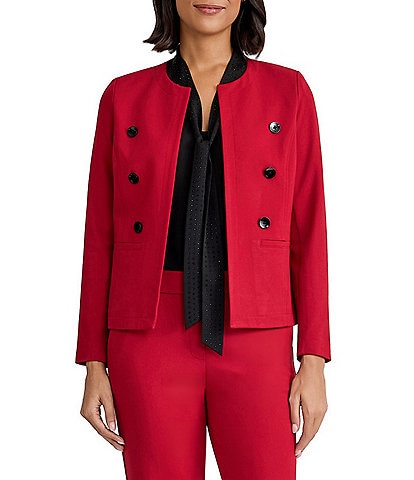 Kasper Faux Double Breasted Open Front Jacket