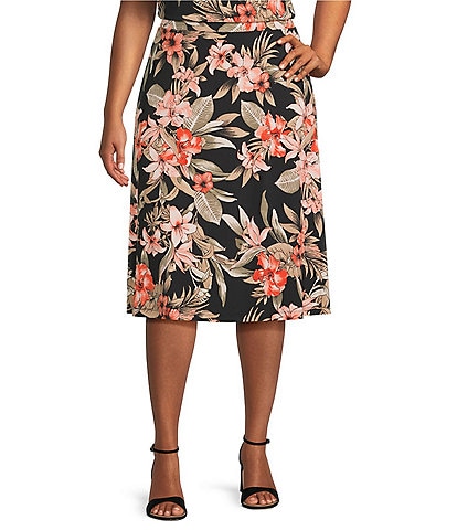 Kasper Floral Print Midi Skirt