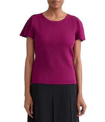 Kasper Flutter Sleeve Sweater Top