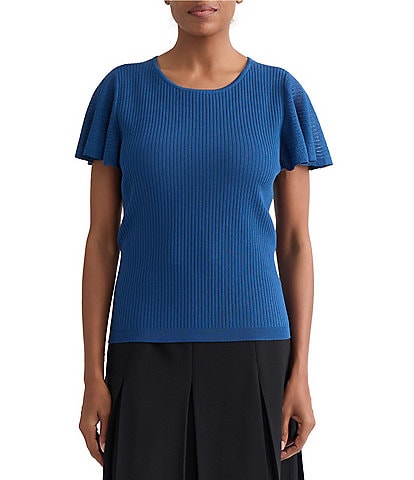 Kasper Flutter Sleeve Sweater Top