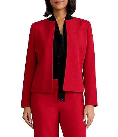 Kasper Jewel Neck Open Front Jacket